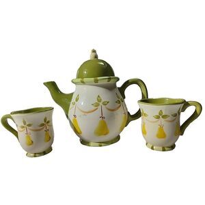 DEMDACO  Pyrus Hand Painted Pear Tea Set 2007 Gracey Knight‎